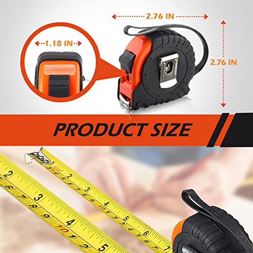 Yunsailing 8 Pack Tape Measure Bulk 16 Feet Retractable Measuring Tape Small Measure Easy Read with Fractions 1/8 Measurement (Orange) Orange