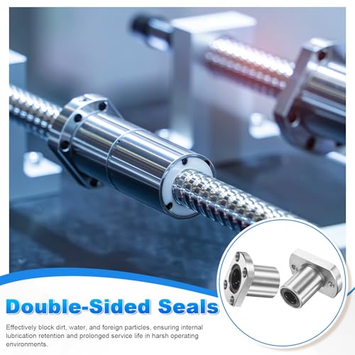 PATIKIL LMH20UU Linear Ball Bearings 20mm Bore Dia 32mm OD 38mm Long 5.5mm Hole, 2Pcs Round Flange Linear Motion Bushing Double Side Rubber Sealed Rod Liner Shaft for Machine 3D Printer 2