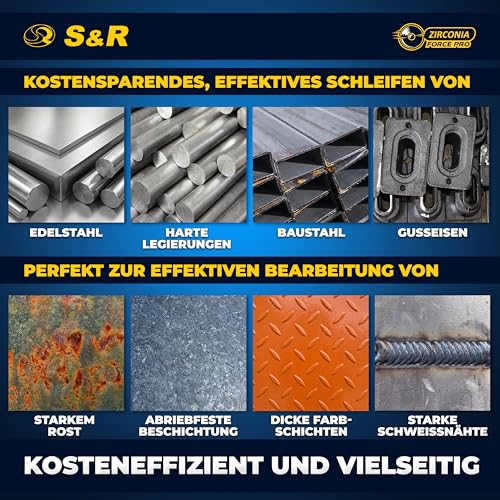 S&R Flap Discs Set of 10, 115 x 22.23 mm in Professional Quality, Flap Discs, T29, Flap Grinder Set for Stainless Steel, INOX, Steel, Grit P4040 D=115mm | P40 - 10-tlg
