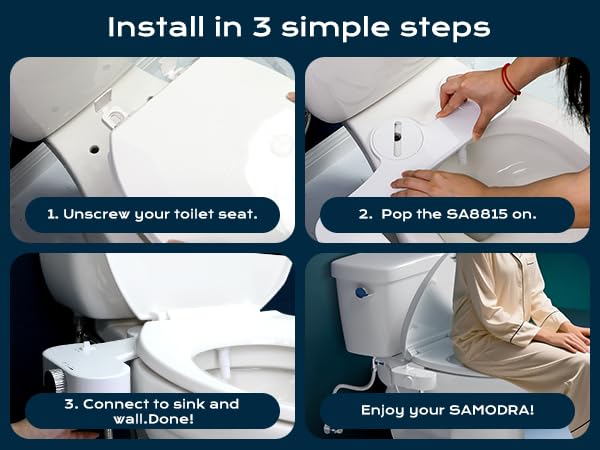 Bidet Toilet Seat Attachment with Rear and Feminine Wash, Bidet Attachment for Toilet with Self-Cleaning and Adjustable Bidet Sprayer & 21°Angle Control (Chrome) Chrome