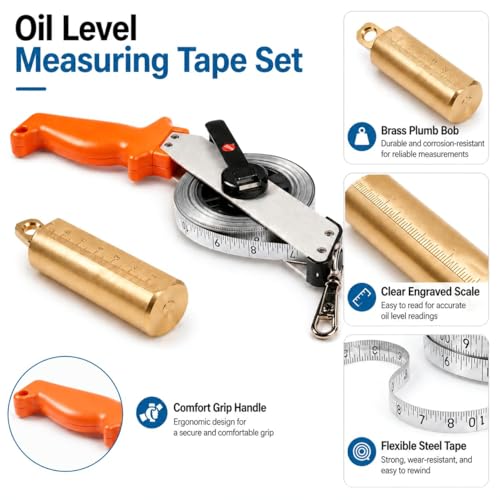Oil Gauging Tape 20M/66ft Sounding Tape with Brass Plumb Bob