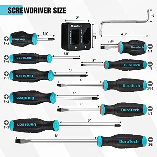DURATECH 12-Piece Magnetic Screwdriver Set, S2 Alloy Steel Screwdriver Set 12 Pcs