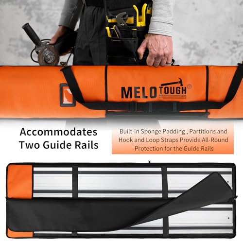 MELOTOUGH Small Tool Holder, Min Work Organizer Tool Pouch and Knife Holder with Snap Clip,Track Saw Guide Rail Bag Padded Protection for Saw Guide Rail up to 59"(Orange)