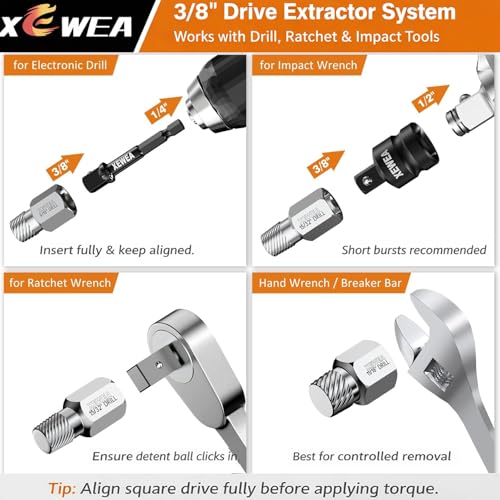 XEWEA 22PCS 3/8" Drive Screw Extractor Set, Bolt Remover Kit