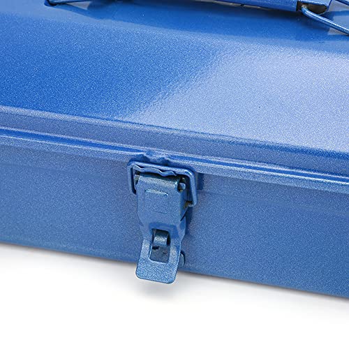 Thickened Metal Tool Box, Portable Empty Toolbox with Handle, Self Locking Buckle, Multifunction Heavy Duty Trunk Tool Storage Organizer for Home, Garage, Workshop (37 * 16 * 11 (350)) common
