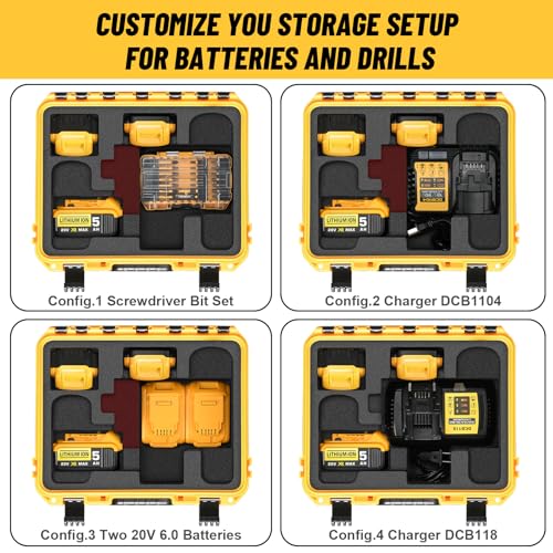 Case for Cordless Drill/Impact Driver Set - Waterproof Hard Box for Dewalt
