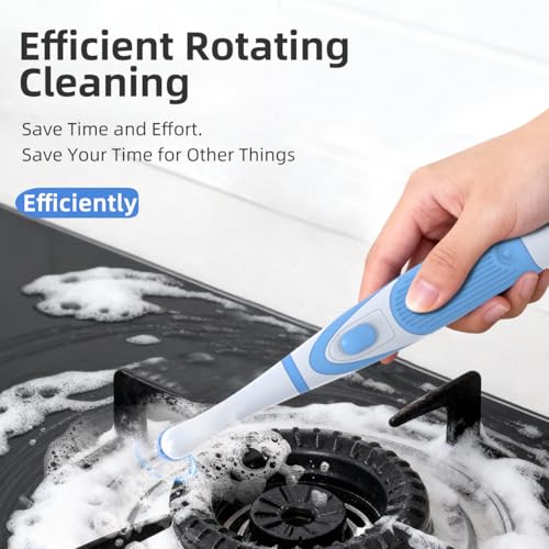 Electric Cleaning Brush 180 Days Battery Life,Cordless Electric Cleaning Brush with 3 Replaceable Brush Heads, Rechargeable Power Scrubber, IPX6 Waterproof for Bathroom, Tile & Kitchen