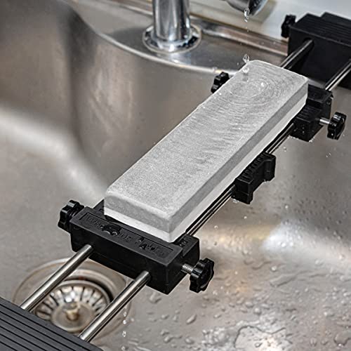 POWERTEC Sharpening Stone Holder - Adjustable Whetstone Stone Holder, 3-1/4" to 14-1/4", Non-Slip Rubber Base for Secure Knives Sharpening for Kitchen w/knife Sharpener, Wet, Diamond Stone (71671) Large