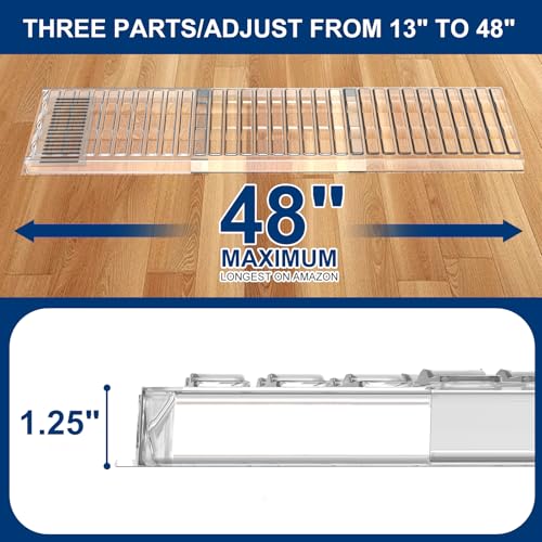 Air Vent Extender for Under Furniture Extend from 17"-48" Magnetic Vent Deflector for Floor Register Up to 12" Wide 1.5mm Thick 3
