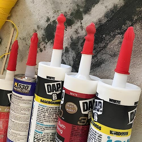 100 Caulk Saver Caps - Caulk Finishing Tool for Sealing and Preserving, Red 100