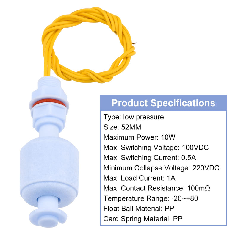Aideepen Pack of 2 water level sensors, liquid float switch liquid sensor for hydroponics gardening aquarium pool tank - 10W, 52mm 52mm water level sensor