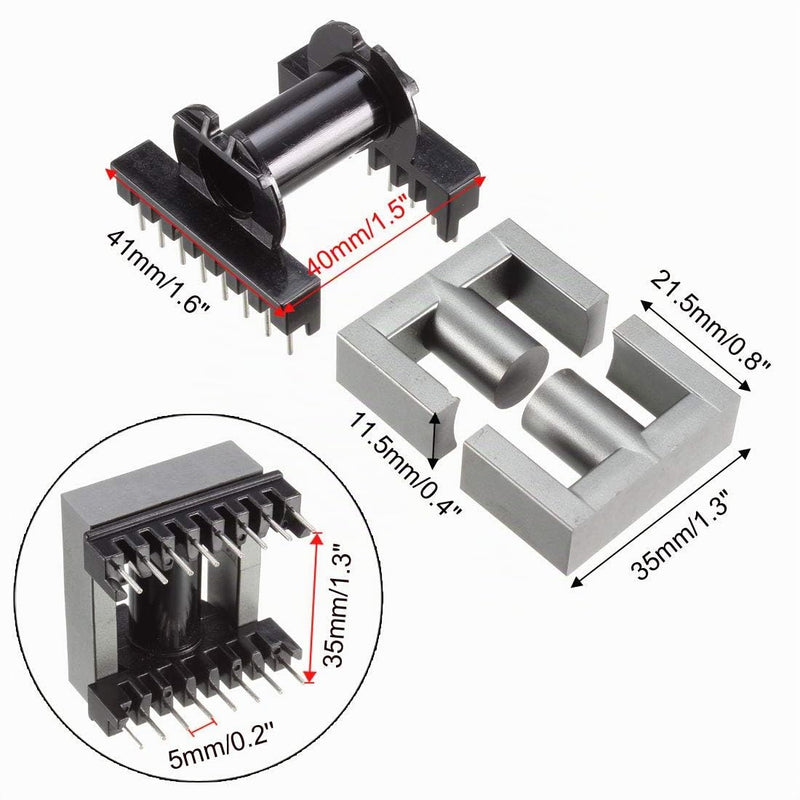 sourcing map Transformer Coils Ferrite Core Vertical Ferrite Halves and Coil Set of 2 Sets EC35