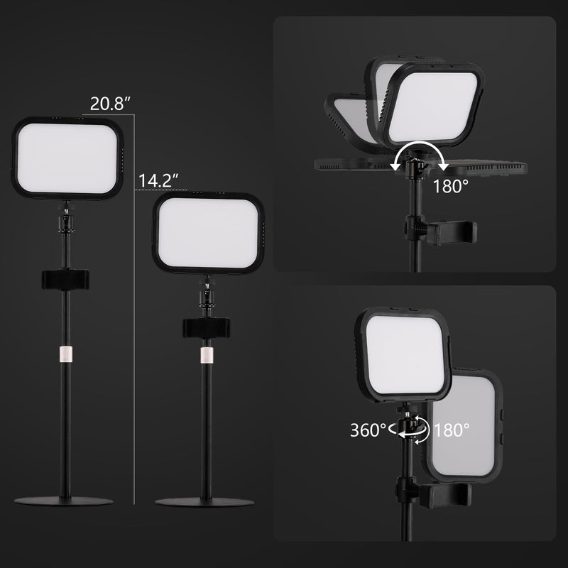 Desk Light for Video Calls with Stand, 360° Rotate Zoom Lighting for Computer, CCT 3000K-6500K Adjustable, Full-Screen Desk Ring Light with Phone Holder for Webcam, Meeting, Live Streaming, Podcast