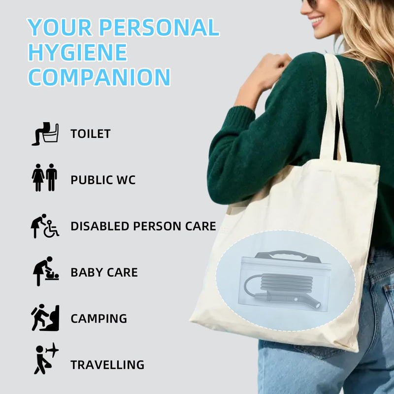 Portable Bidet for Travel with Soft and Strong Water Pressure Modes, USB-C Rechargeable Travel Bidet, Large 2.3L Water Tank for Home and Camping Use (Black) Black