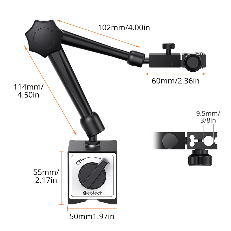 Neoteck Magnetic Tripod Measuring Stand for Dial Indicator with Central Clamping Magnetic Dial Indicator Base Made of Steel Stand Holder Measuring Tripod (80kg Max. Tensile Force)