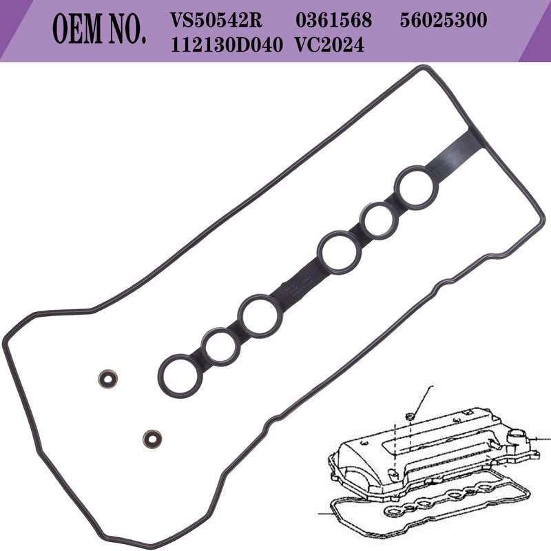 VS50542R for Toyota Corolla Valve Cover Gasket Seal 1.8L& Gromets,Toyota Matrix Celica Mr2 Head Gasket Seal Chevrolet Chevy Prizm 2000 2001 2002 2003 2004 2005 2006 2007 2008 VC2024 036-1568.