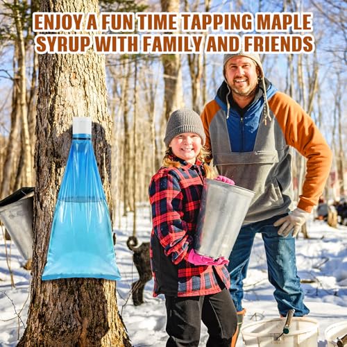 6 Set Maple Syrup Tapping Kit PVC Maple Sap Sack Holder, 3 Gallon Collection Bags, 5/16" Drill, Zip Ties, and Tree Sap Taps Complete Kit Big Capacity for Collection and Harvest 6