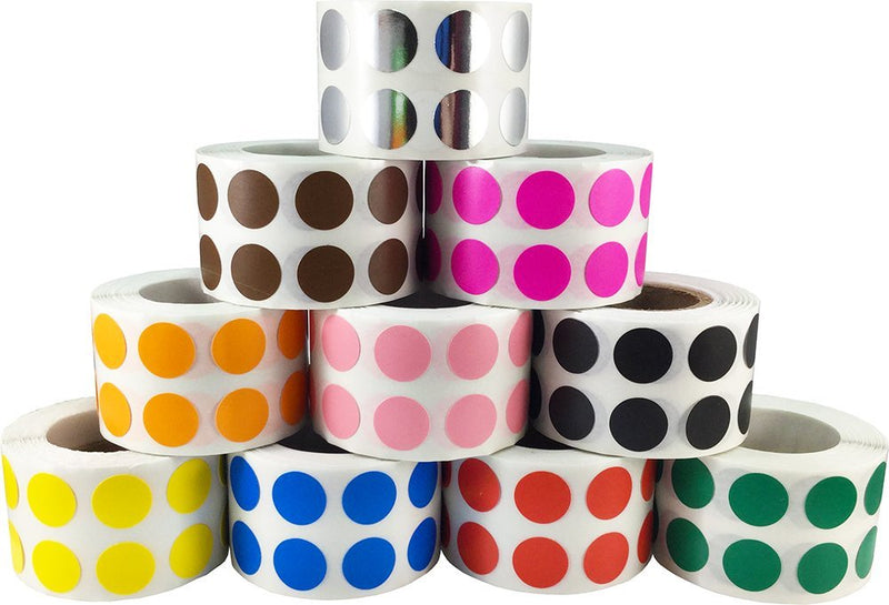 Colored Dot Sticker Bulk Pack Ten 1/2"
