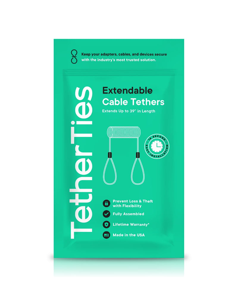 Coils 5 Pack - Extendable, Expandable, Retractable Cable Tethers, Anti Theft Cable Locks, Security Cable with Nylon Coated Stainless Steel Wire, Free Crimping Tool, Secure Devices White