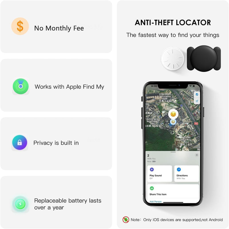 Car GPS Tracking Device for Vehicles,Cars etc,1PCS Real Time GPS Tracker for Vehicles Work with Find My (iOS Only),Mini Hidden Car Tracker with Magnetic Waterproof Case,No Monthly Fee(Black) Magnetic Car Tracker (Black, 1PCS)