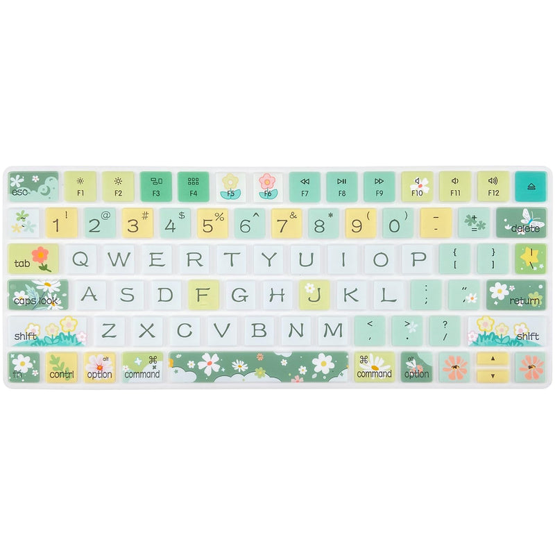 Keyboard Cover Skin for Apple iMac Wireless Magic Keyboard 2nd Gen (Model: A1644 MLA22LL/A) Without Numeric Keypad, Cute Silicone Skin Protector, Spring Flowers