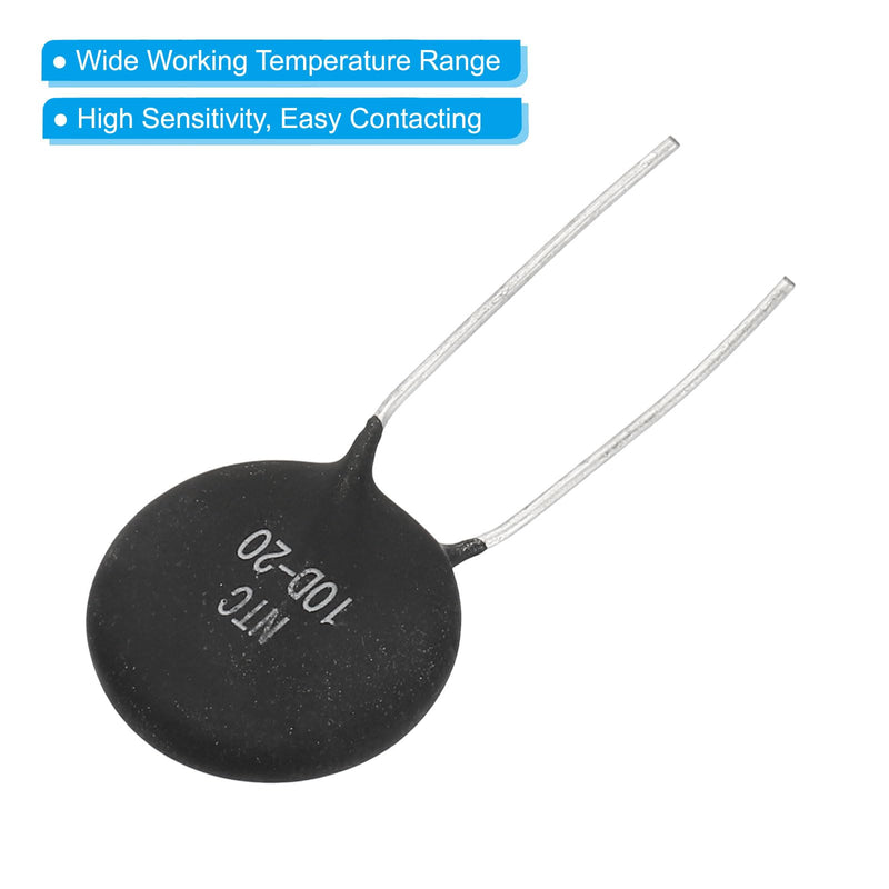 PATIKIL NTC Thermistors Resistors Pack of 5 10 Ohm NTC10D-20 Highly Sensitive Current Limiter Temperature Sensor for Measuring Temperature Black