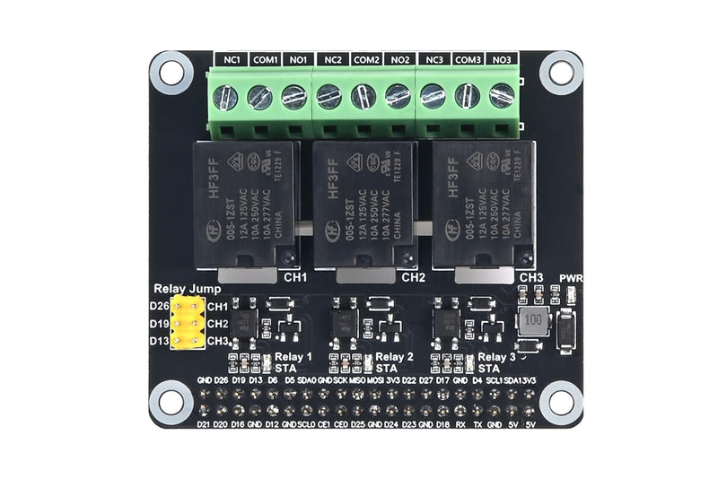 3-Channel Relay HAT Expansion Board Compatible with Raspberry Pi 5/4B/3B+/3B/2B/Zero, Optocoupler Isolation Relay Module for Home Automation, IoT, Fits Arduino Projects