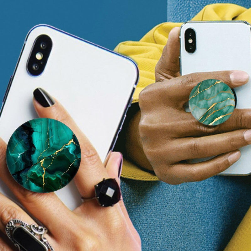 (6 Pack) Collapsible Cell Phone Grip for Smartphones,Expanding Cellphone Holder for Phone - Green Blue Gold Marble