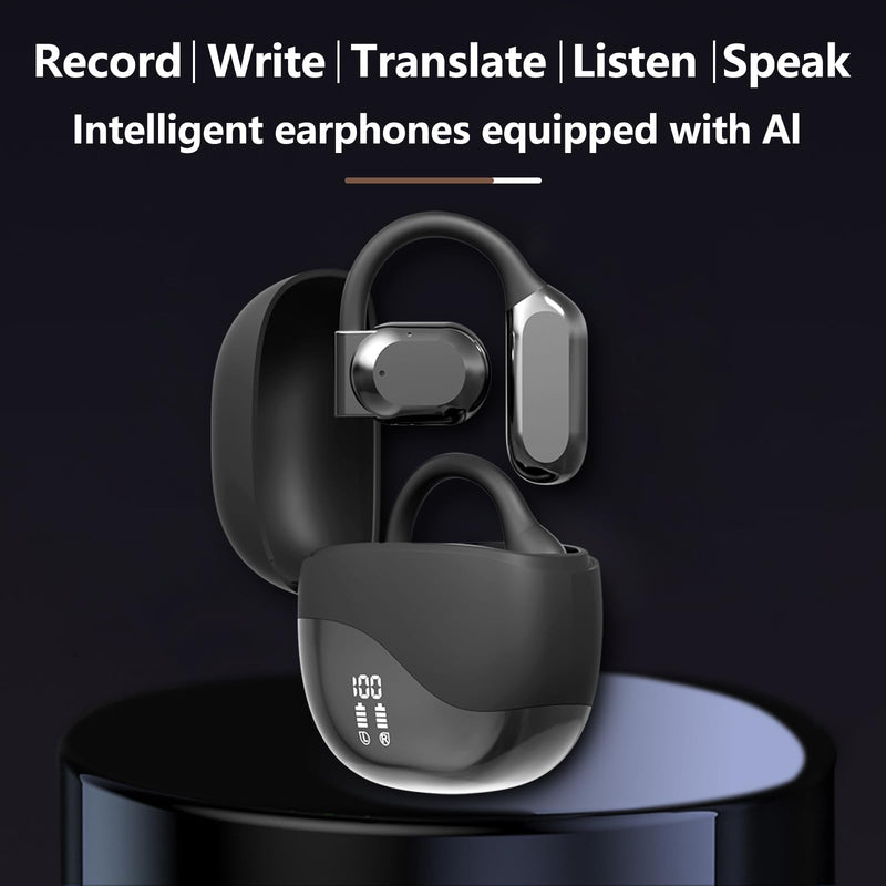 Language Translator Earbuds, 3 in 1 Translation Earbuds in Real Time, Bluetooth Translator Device, Earhook Translation Headset for Business Learning & Meetings & Travel (Black)
