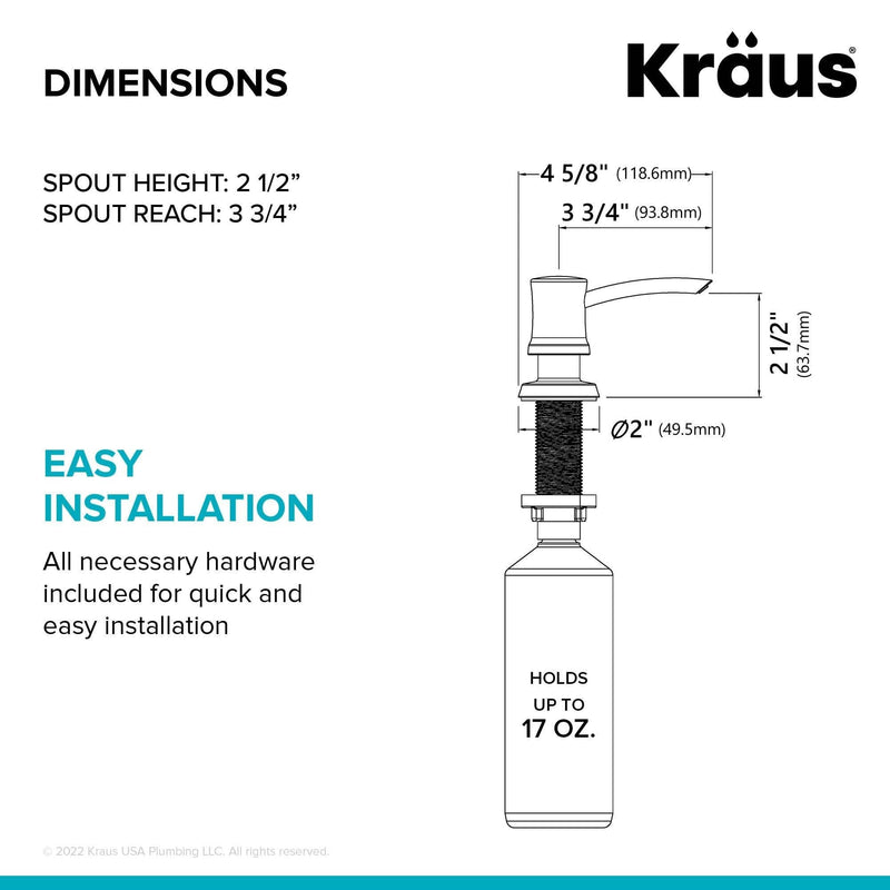 KRAUS Kitchen Soap and Lotion Dispenser in Brushed Brass, KSD-54BB Traditional Style