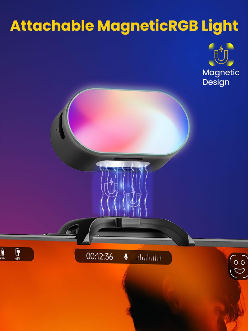 AOCHUAN Magnetic RGB LED Light, 7 Color Temperature, 3 Brightness Adjustment, 180 Mins Long-Lasting, Gradient Mode, Flash Mode 180° Fill Light for AOCHUAN Stabilizer