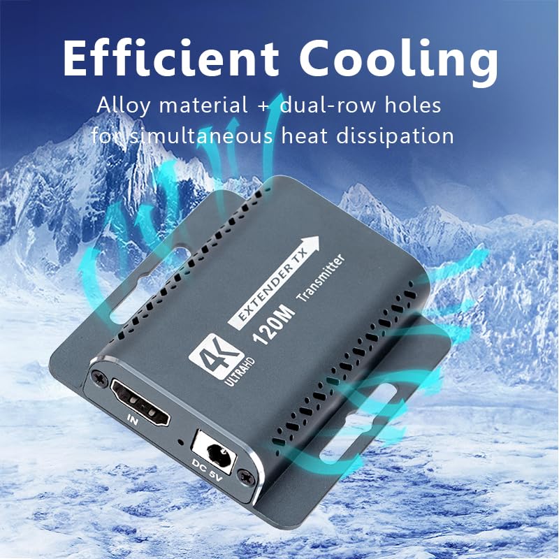 HDMI Extender 400FT/120M with POC 1080P@60Hz 3D HDMI Repeater HDMI to RJ45 to HDMI Extender Converter by UTP Cat5e/6/7 OFC Cable with 5V Power Adapter,Support EDID HD EXTENDER 120M