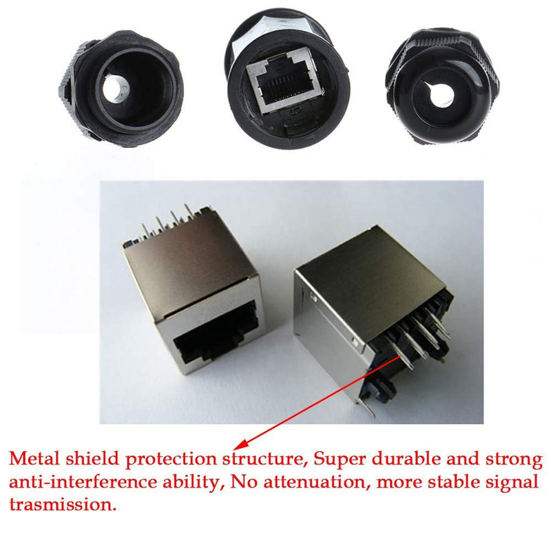 10PCS M22Z Shielded RJ45 Waterproof Cat5/5e/6 8P8C Connector IP67 Ethernet LAN Cable Connector Double Head Outdoor LAN Coupler Adapter Female to Female 10PCS