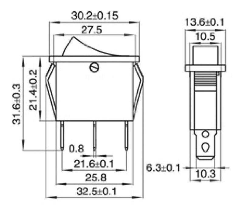 MC POWER - rocker switch | black, illuminated, 3-pole, 250V~/15A, 125V=/20A, 2 positions: ON/OFF