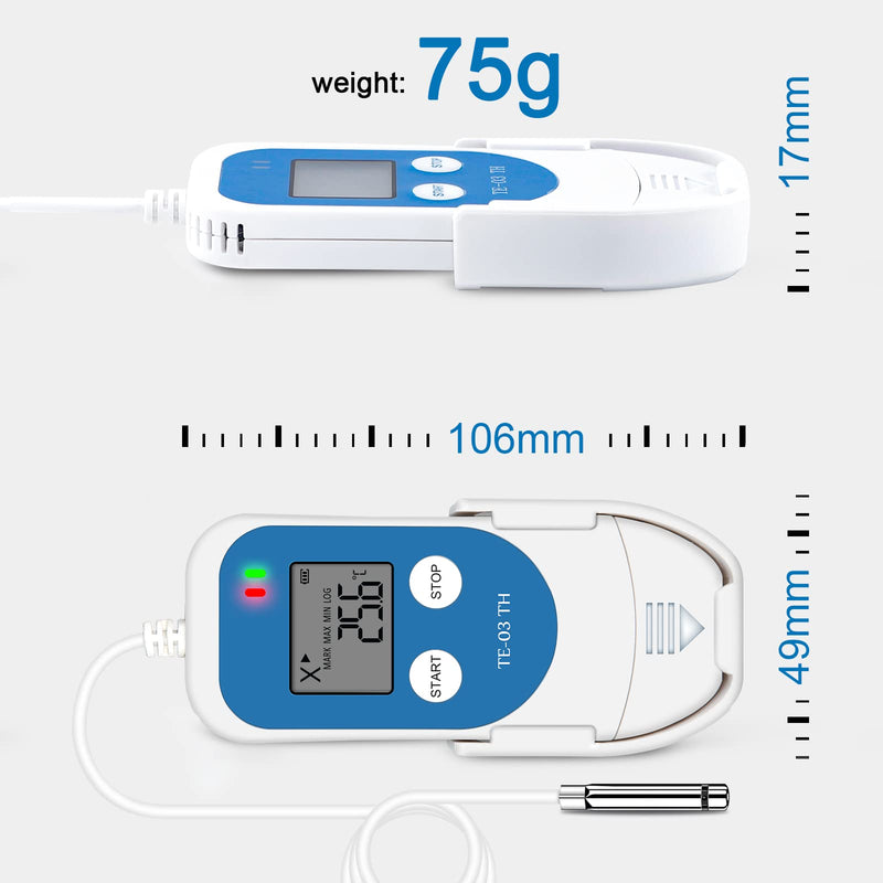 ThermElc TE-03 ETH Temperature Humidity Logger High Precision Digital Probe, Accuracy up to ±0.3°C, Automatic PDF CSV Report, LED Warning Light, Ideal for Pharmaceutical Storage Data Logger TE-03TH 1PCS