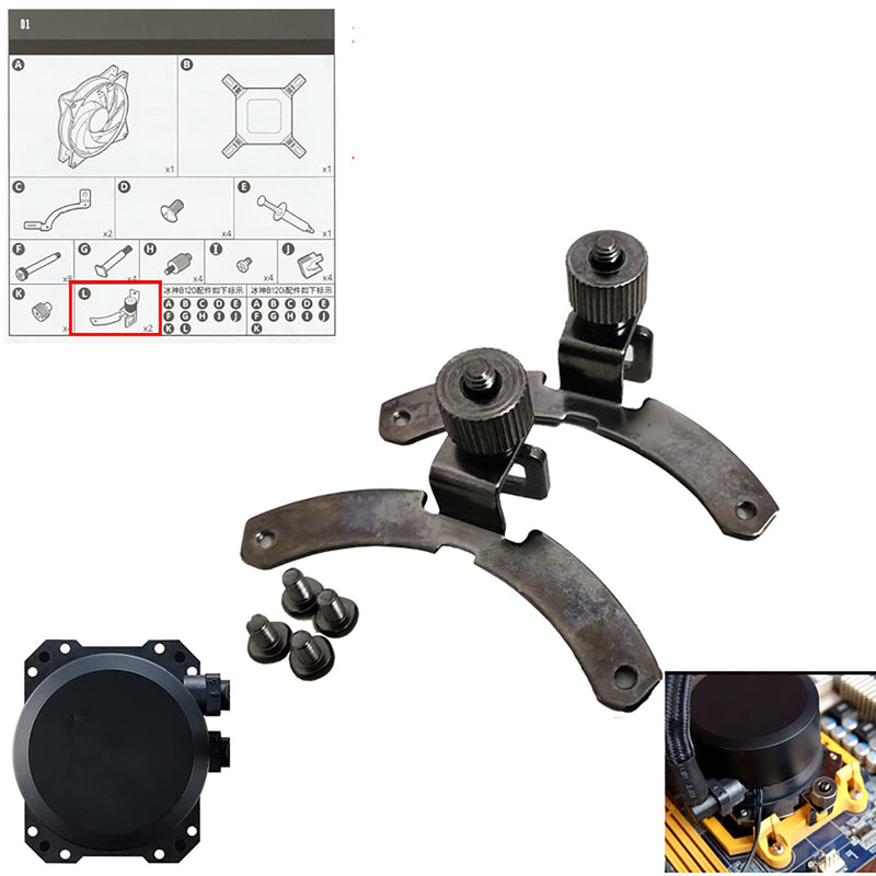CPU Radiators Buckle, Heatsink Cooler Mounting Bracket Screws Replacement for Cooler Master B120 240 360 (Buckle Kit & 4 x Small Screw) Buckle Kit+4 x Small Screw