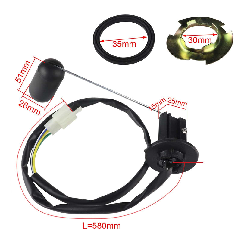 FLYPIG 3 Wire Fuel Tank Level Sensor for GY6 139QMB 152QMI 157QMJ CN250 Elite CH250 Big Ruckus Baja Hammerhead 250 ATV Go Kart Scooter Kazuma Rokata 139QMB Fuel Tank Level Sensor