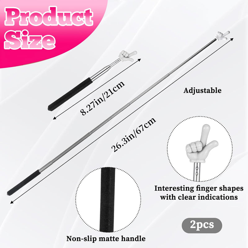 2Pcs Pointer Finger Stick – Multipurpose Teacher Supplies Pointer Stick, Classroom Pointer and Finger Pointer Stick, Engaging Colors – Classroom Essentials for Effective Presentations Black
