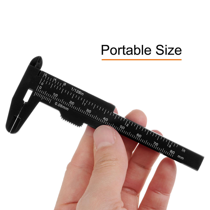 QUARKZMAN Vernier Caliper 80 mm / 3in/3 Inch Plastic Metric / Inch Black Pack of 10 | Mini Plastic Vernier Caliper Calliper Portable Ruler Measuring Tool
