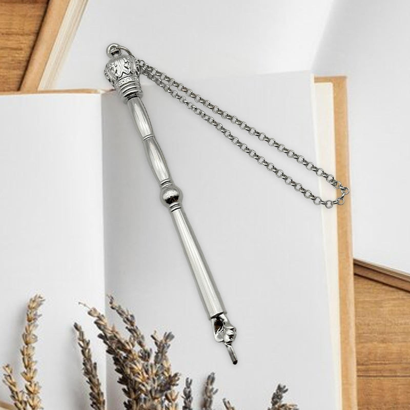 Bible Pointer Hand Pointer, Works of Art, Connected Chain Decorated,Bible Reading Tool,Torah Pointer, Silver Crown Head