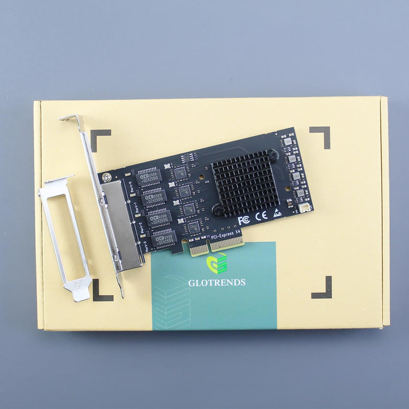 GLOTRENDS LE8445 4-Port 2.5Gb PCIe Network Card for Desktop PC, 2500/1000/100Mbps Gigabit Ethernet RJ45 LAN Port, PCIE X4 Interface, Regular & Low Profile Bracket 4-port, 2.5Gbps