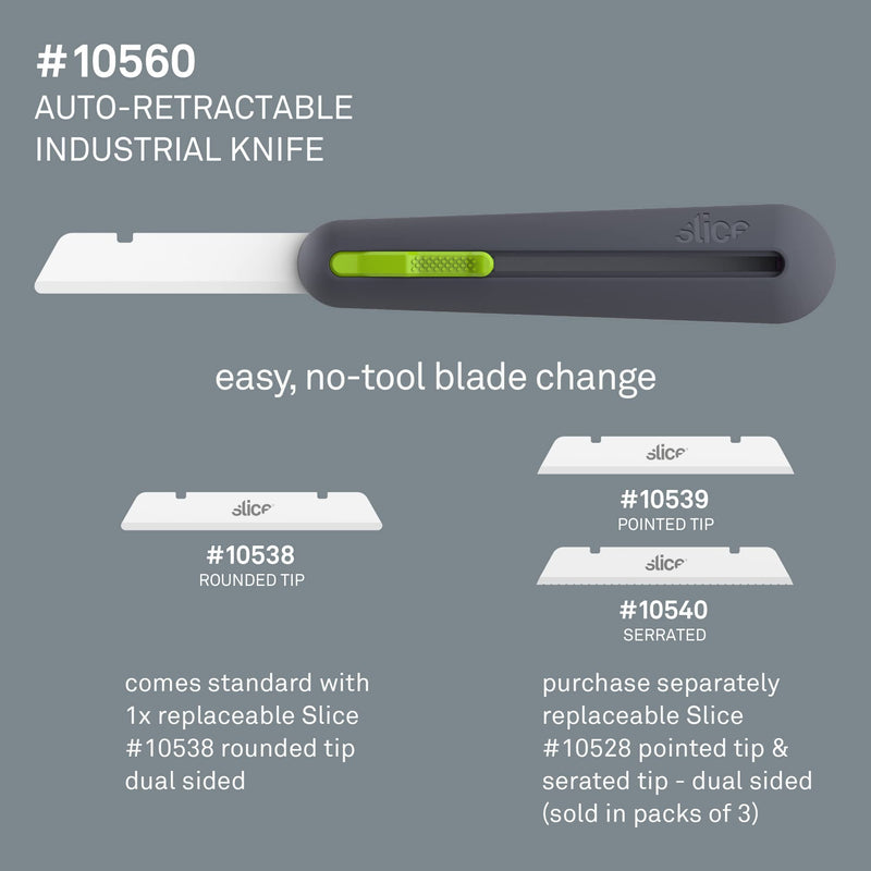 Slice 10560 3" Extra Long Insulation Foam Tool, Designed for Foam Cutting, Finger Friendly, Ceramic Blade, Automatically Retracts