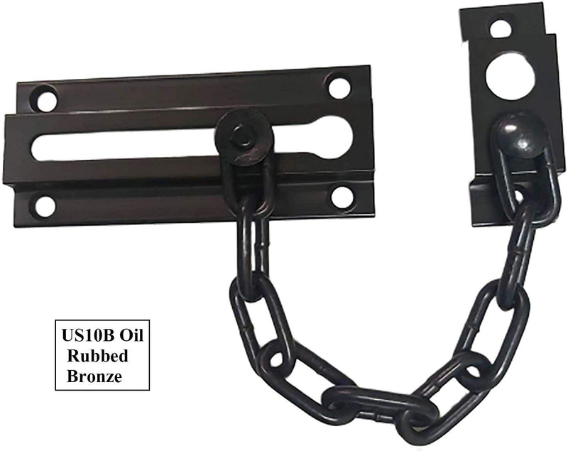 QCAA Solid Brass Chain Door Guard, with 9 Links Steel Chain, Oil Rubbed Bronze US10B, 2 Pack ORB