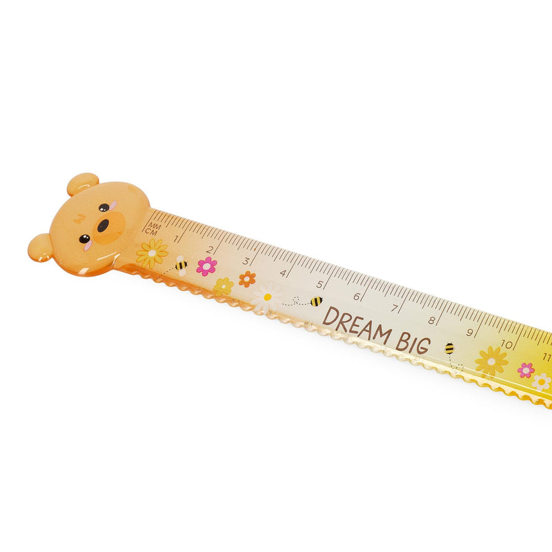 Legami - Teddy Bear Theme Ruler | For measuring, underlining and drawing sharp and precise lines, made of plastic, 15 cm