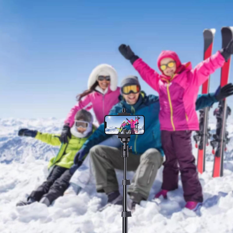 Fugetek Professional Cell Phone Tripod, Portable All in One, Bluetooth Remote, Phone Holder, Compatible with iPhone & Android Devices, Non Skid Feet, Black