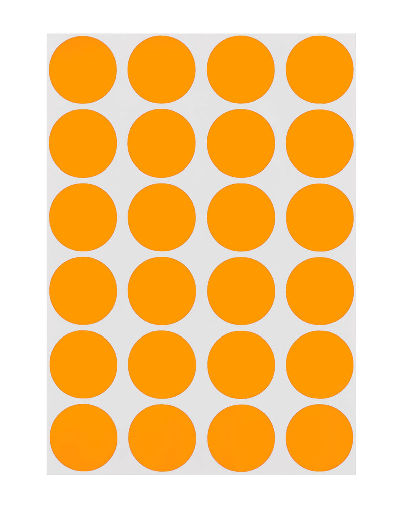 ChromaLabel 0.75 Inch Round Label Permanent Color Code Dot Stickers, 1008 Pack, 24 Labels per Sheet, Fluorescent Orange