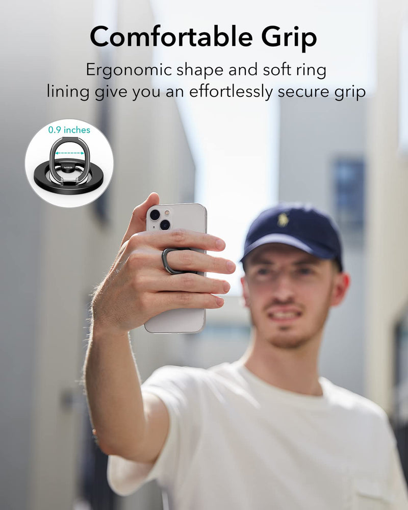ESR for MagSafe Ring Holder (HaloLock), Magnetic Phone Ring Holder Compatible with MagSafe Phone Grip, Magnetic Phone Grip with Adjustable Stand for iPhone 15/14/13/12, Black