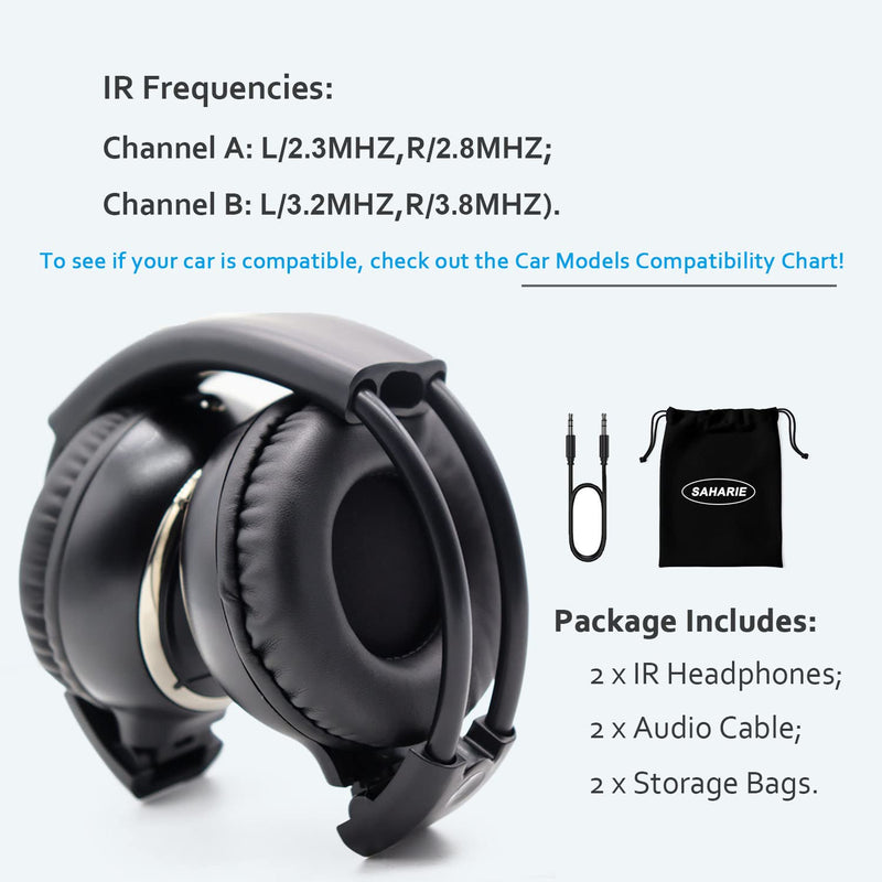 2 Pack of Infrared Headphones for Car DVD, IR Headphones Kids 2 Channel,Universal Car Headphones Wireless for Honda Odyssey Rear Entertainment System