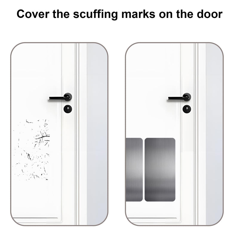 Durable Cat & Dog Door Protector from Scratching - Anti-Scratch Guard for Interior/Exterior Doors, Stainless Steel Self-Adhesive Kick Plate (Brushed Gray, 8" x 16") 8" x 16" Brushed Gray