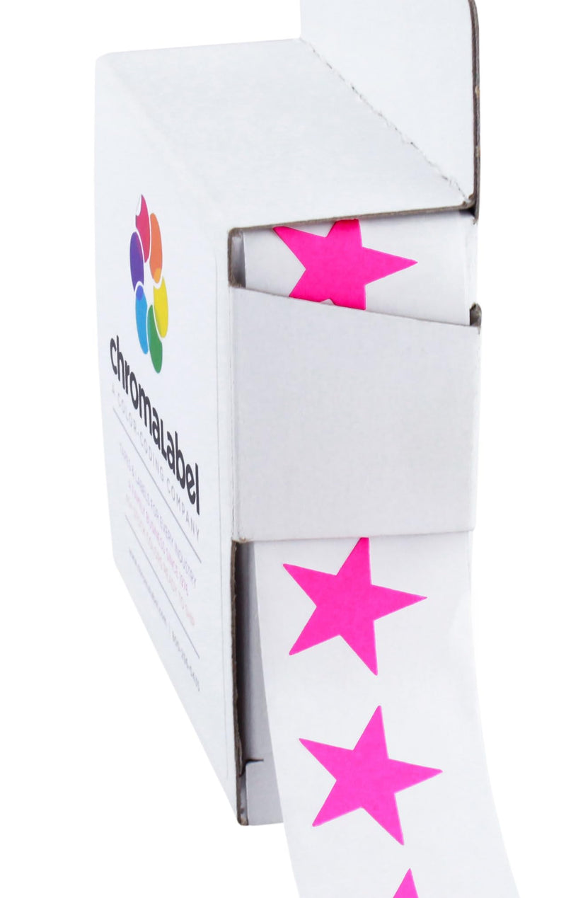 ChromaLabel 0.75 Inch Color Code Star Labels, 1000 Labels per Dispenser Box, Fluorescent Pink